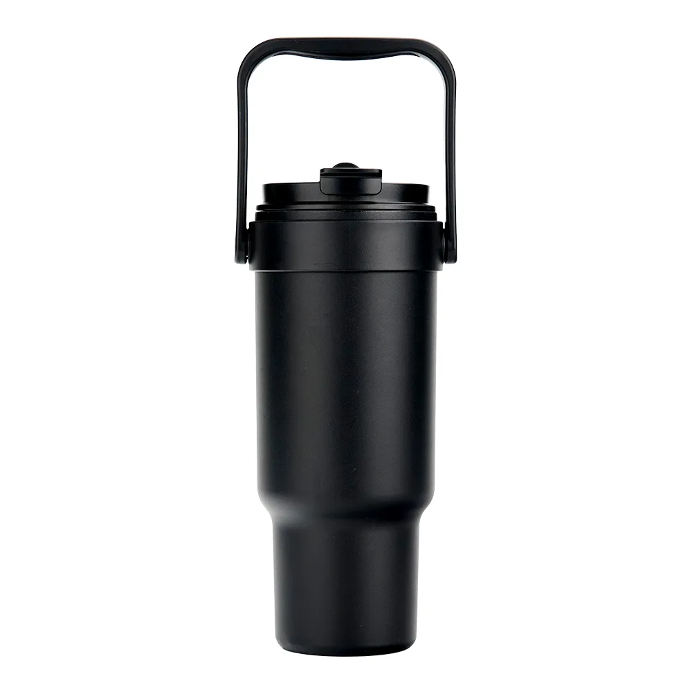 Dual-Lid Travel Tumbler with Handle & Straw for UV Sticker