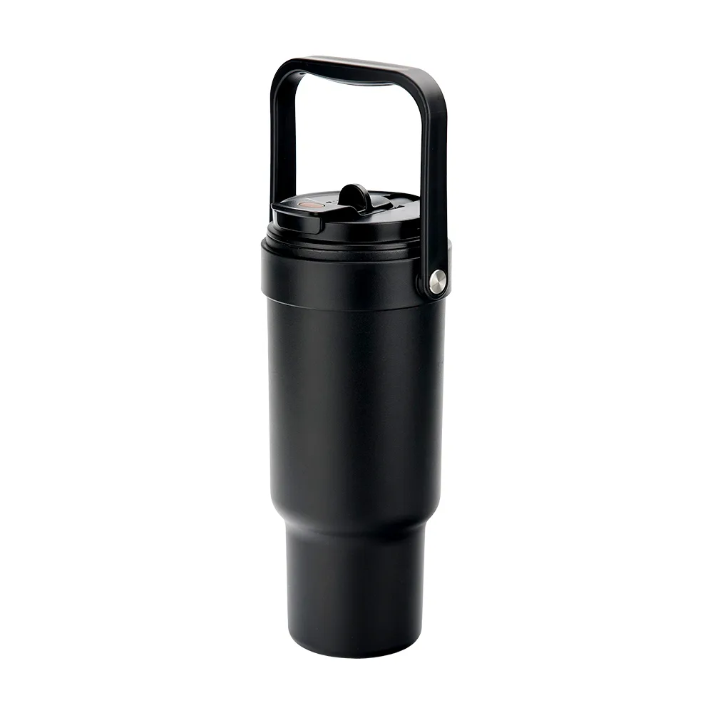 Dual-Lid Travel Tumbler with Handle & Straw for UV Sticker